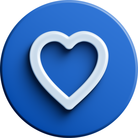 Blue round 3D heart icon